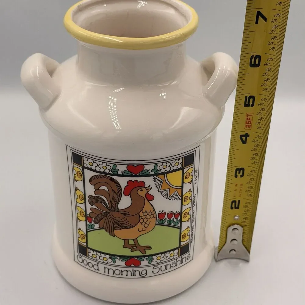 VTG Enesco Rooster Good Morning Sunshine Jug Canister Susan Marie McChesney 1983